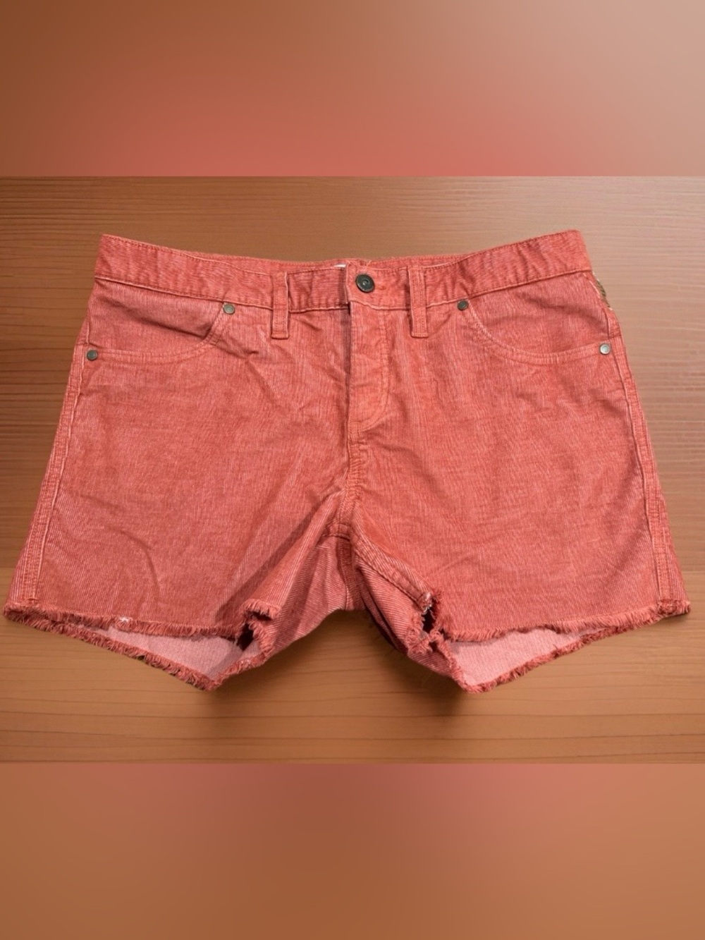 Carve Designs Coral Pink/Rust Frayed Hem Women's Jean Shorts